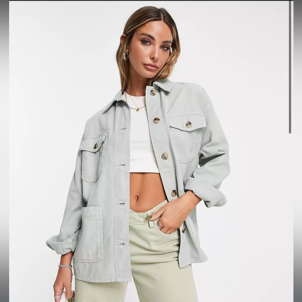 NWT Topshop Topshop oversized lightweight shacket with woven label